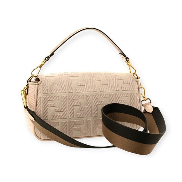 FENDI Logo FF Baguette Canvas Embroidered Strap Shoulder Bag Purse Crossbody - Picture 2 of 10